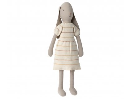 Maileg Zajíček v pruhovaných šatech, Size 4 Maileg Bunny Size 4, Knitted Dress
