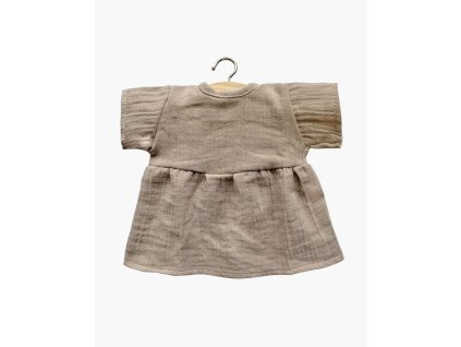 Collection Minikane poupee gordis nouveautes automne hiver 2021 robe faustine manches courtes en coton double gaze galet (1)