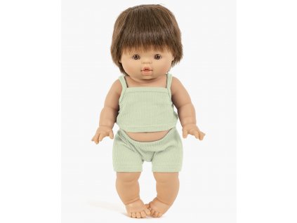 Minikane collection accessoires dressing pour poupee gordis vetements ptits basiques dessous garcon avec short deux pieces bord cote pistache