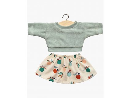 minikane collection dressing vetements accessoires meubles poupees gordis 34 37cm ensemble jupe rejane en coton apple birds et son sweat eponge the vert