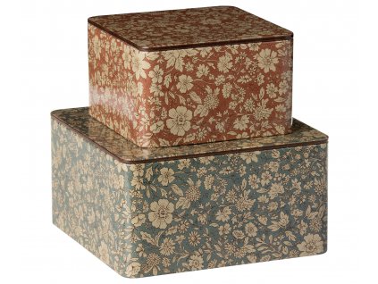 Maileg Plechové dózy Blossom 2 ks  Maileg Metal Box, Blossom 2 pcs set