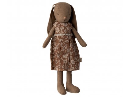 Maileg Zajíček v květovaných šatech Size 2  Maileg Bunny Size 2 Brown, Dress