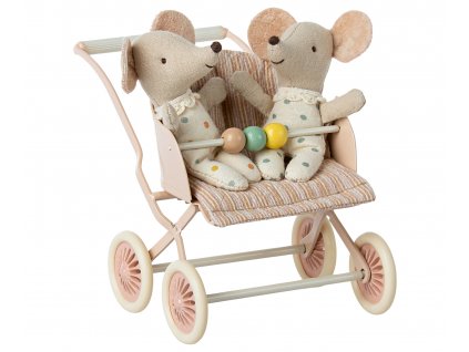 Maileg Malý kočárek na myší miminka Rose  Maileg Stroller Baby - Rose