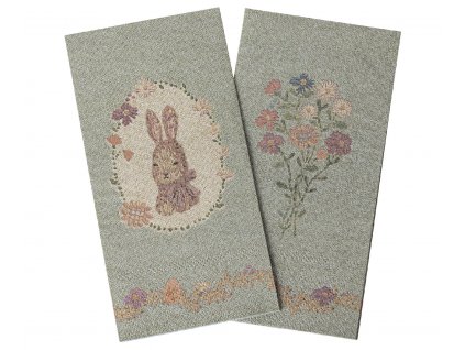 Maileg Papírové ubrousky Lapin de Pâques Green/Rose Maileg Napkin, Lapin de Pâques