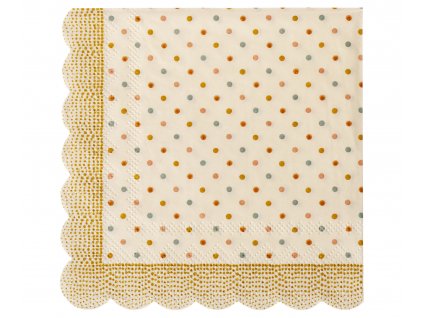 Maileg Papírové ubrousky Multi Dots Ocher  Maileg Napkin Multi Dots Ocher