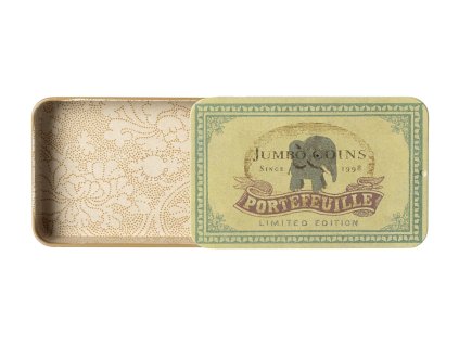 Maileg Plechová krabička s výsuvným víčkem Jumbo Coins  Maileg Metal Box w. Sliding Lid