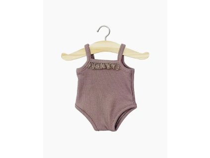 minikane dressing poupees gordis les ptits basiques body a bretelles en maille cotelee orchidee foncee et sa dentelle