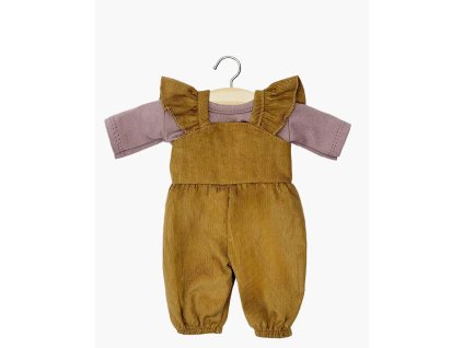minikane dressing poupees gordis ensemble salopette claudie en milleraies havane et t shirt orchidee foncee