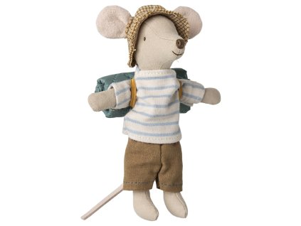 Maileg Myšák turista se spacákem Big Brother  Maileg, Hiker mouse, Big brother - Thin stripes