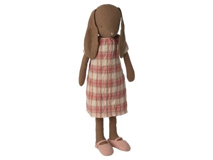 Maileg Čokoládový zajíček v kostkovaných šatech Size 3  Maileg Bunny Size 3, Chocolate Brown, Dress