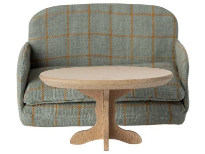 Maileg Dřevěný konferenční stolek oválný Maileg Oval Coffee Table, Mouse - Nature