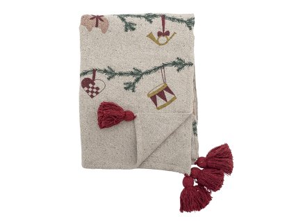 Bloomingville Pléd s vánočním motivem Yule Bloomingville, Yule Throw, Nature, Recycled Cotton