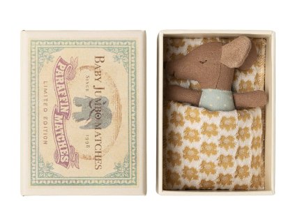 Maileg Myší miminko v krabičce od sirek Blue 2025  Maileg Sleepy wakey baby mouse in matchbox - Blue