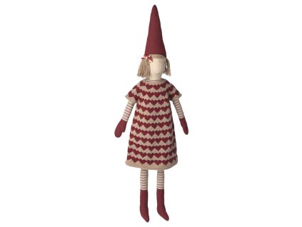 Maileg Vánoční skřítek v pletených šatech 83 cm  Maileg Pixy Size 5 - Girl - Knitted Dress