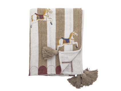 Bloomingville Pléd s vánočním motivem Merry-Go-Round  Bloomingville, Merry-go-round Throw, Nature, Recycled Cotton
