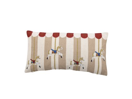 Bloomingville Bavlněný polštářek s vánočním motivem Merry-Go-Round  Bloomingville Merry-go-round Cushion, Nature, Cotton