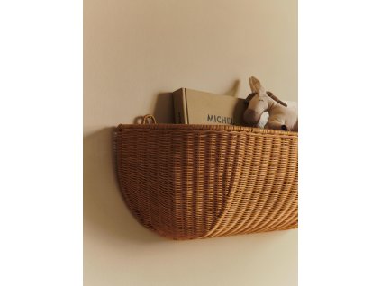 fermLIVING Nástěnná proutěná polička / košík  fermLIVING Braided Wall Pocket - 75x25 - Natural