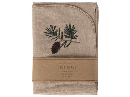 Maileg Lněný ubrousek s výšivkou Pine Cone  Maileg Fabric Napkin - Pine Cone