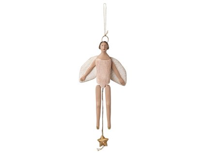 Maileg Závěsná dekorace Anděl se svatozáří - medium Rose  Maileg Angel Jumping Jack with Halo, Medium - Rose