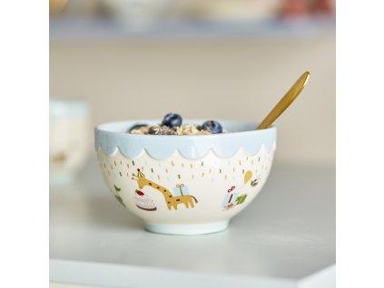 Bloomingville Kameninová miska s narozeninovým motivem Blue  Bloomingville Celebrate Bowl, Blue, Stoneware