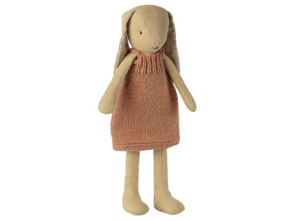 Maileg Zajíček v pletených šatech Size 2  Maileg Bunny Size 2 - Cream yellow - Knitted Dress