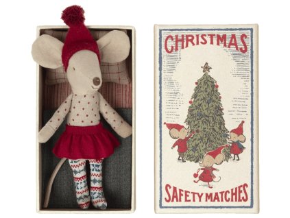 Maileg Vánoční myška v krabičce od sirek Christmas Mouse Big Sister Maileg Christmas mouse in matchbox, Big sister