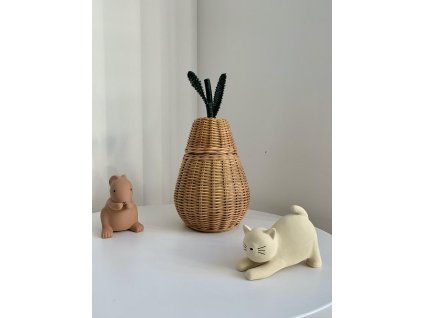 fermLIVING Malý proutěný úložný košík Pear Small