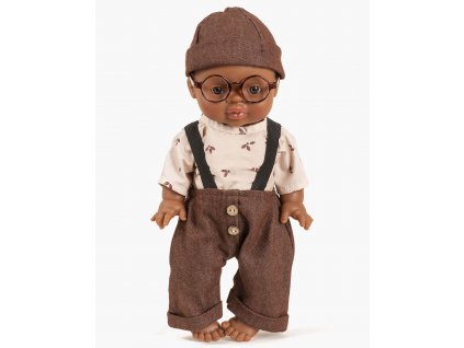 Collection Minikane poupee gordis nouveautes automne hiver 2021 ensemble jules vegetal en jean marron avec bonnet (1)