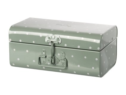 Maileg Plechový kufřík zelený s puntíky Maileg Storage Suitcase, Small - Dusty Green with Dots