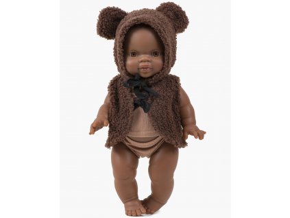 Collection Minikane poupee gordis nouveautes automne hiver 2021 gilet et bonnet Orso bouclette chocolat look