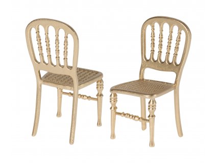 Maileg Jídlení židle Gold 1 ks  Maileg Chair, Mouse - Gold