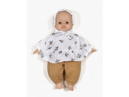 minikane collection accessoires et dressing poupees babies 28cm ensemble ophelia avec son top ophelia en double gaze hope son pantalon gaston elastique en double gaze camel et son beguin jeannette (1)