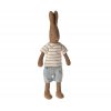 Maileg Hnědý zajíc v pruhovaném svetru, Size 1  Maileg Rabbit Size 1 Chocolate Brown, Striped Blouse and Shorts