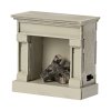 Maileg Malá dřevěná krbová římsa Off White  Maileg Fireplace, Mouse - Off White