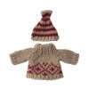 Maileg Svetr s kulichem pro myšku mámu  Maileg Knitted sweater and Hat, Mum mouse