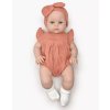 Poupee minikane bambinis yaelle et sa barboteuse olivia en gaze de coton marsala avec headband 2