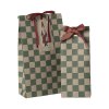 Maileg Papírový sáček Checker Green 30x16cm  Gift Bag, Medium - Checker - Green