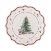 Bloomingville Dezertní talířek s vánočním motivem Ø17 cm  Bloomingville Naive Plate, Red, Ceramic