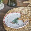 Bloomingville Dezertní talířek s vánočním motivem Ø17 cm  Bloomingville Naive Plate, Red, Ceramic