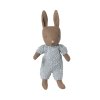 Maileg Zajíček v pleteném pyžamku Blue  Maileg Rabbit, Micro - Brown - Blue Knitted Suit