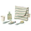 Maileg Taštička s toaletními potřebami - Blue Stripe  Maileg Toothbrush Set in Bag, Mouse
