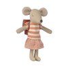 Maileg Myška školačka s batůžkem Coral  Maileg Tricycle Mouse Big Sister - Coral