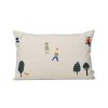 fermLIVING Vyšívaný polštářek Park Natural  fermLIVING The Park Cushion - Natural