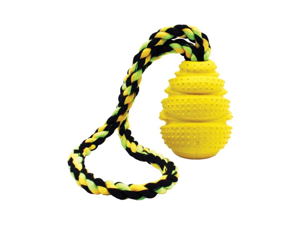 Hračka guma Grrrelli Soft s provazem HP S žlutá