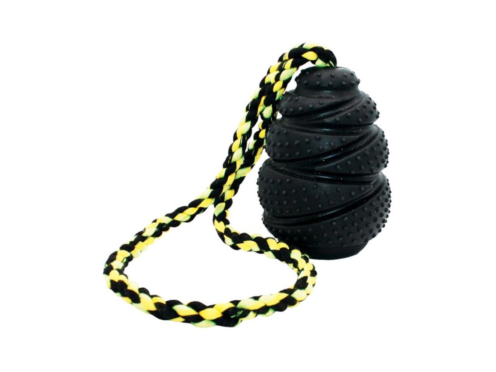 Hračka guma Grrrelli Tough s provazem HP L černá
