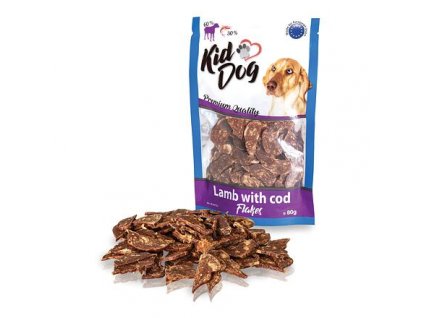 KIDDOG jehněčí lupínky s mořskou treskou 80 g