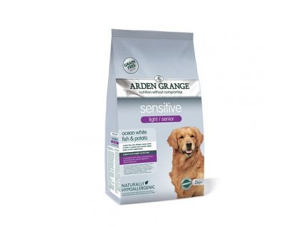 Arden Grange Sensitive Grain Free Light/Senior Ocean White Fish & Potato balení 12 kg