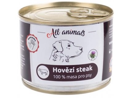 ALL ANIMALS konz. pro psy hovězí steak 200g