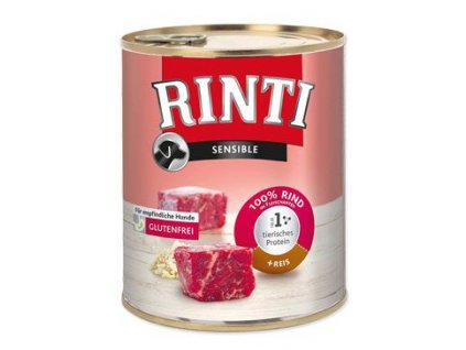 Rinti Dog Sensible konzerva hovězí+rýže 800g