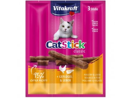 Vitakraft Stick mini cat - drůbež + játra 18 g, 3 ks